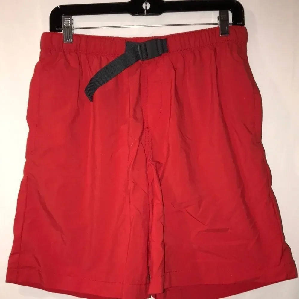 Columbia Men's Omni-Shade Belted Plastic Buckle High Rise Red Swim Shorts 8 / L‎
